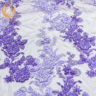 دستباف نصب شده پارچه توری فرش منجوق ارغوانی گلدوزی شده