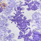 دستباف نصب شده پارچه توری فرش منجوق ارغوانی گلدوزی شده