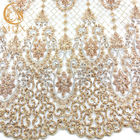 گلدوزی دستباف طلا توری پارچه توری MDX پارچه توری برای لباس عروس