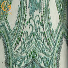 پارچه توری با مهره سبز پیچیده / پارچه از مواد توری برای لباس عروس