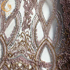 منجوق سه بعدی بنفش پارچه های توری عروسی چند رنگ 91.44cm طول با پولک