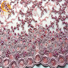 پارچه توری ODM Fuchsia 80٪ نایلون دوزی با تزئین براق