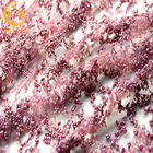 پارچه توری ODM Fuchsia 80٪ نایلون دوزی با تزئین براق