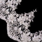 گل های سه بعدی لباس سفید تزیین توری دست ساز 25 سانتیمتر عرض توری توری لاکچری