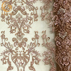 پارچه توری لباس مهره دوزی شده طرح A4 با تزئین مروارید