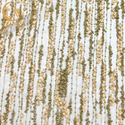 جنس نایلون پارچه توری گل سه بعدی طلا با عرض 135 سانتی متر