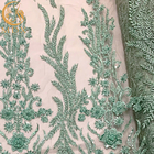 لباس عروس با منجوق سبز زیبا ODM پارچه توری با عرض 140 سانتی متر